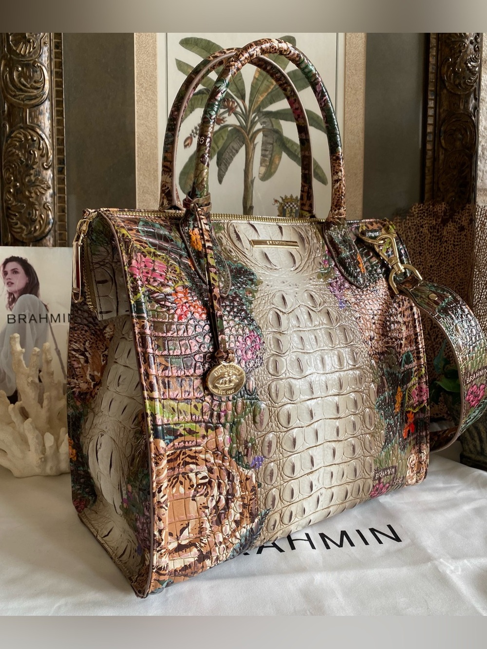 ๐ด๐๐พ EXOTIC and GORGEOUS ACADIA OMBRE CAROLINE Satchel by Brahmin - Picture 3 of 13